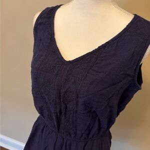 Navy Textured Midi Dress